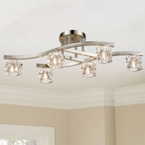 Modern Crystal Ceiling Lights Brushed Nickel-6 Light