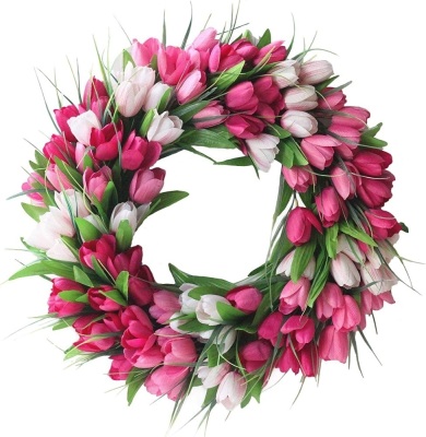 Firlar Artificial Tulip Wreath, 20"