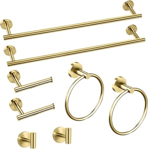 8 Piece Brushed Gold Bathroom Hardware Set 