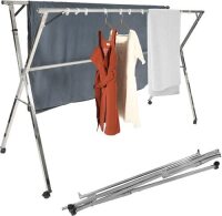 ALBOMI Stainless Steel Clothes Drying Rack w/ Wheels