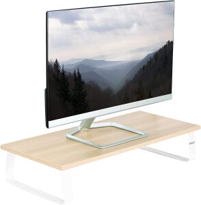 VIVO 24in Monitor Stand, Wood & Steel Desktop Riser