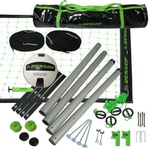 Dunlop Professional Volleyball, Accessories Included, Lawn Game, Black/Green - E-Commerce Return, Missing 1 Ground Stake