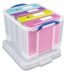 Really Useful Box Snap-Lid Storage Bin, 8.45 gal, 14" x 18" x 12.25", 3/Pack