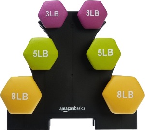 AmazonBasics 32-Pound Dumbbell Set with Stand - Appears New 