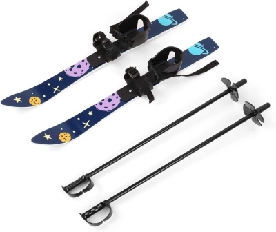 Odoland Kid's Beginner Snow Skis and Poles with Bindings, for Age 4 and Under