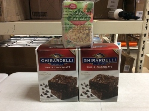 Lot of (2) Ghirardelli Triple Chocolate Premium Brownie Mix, 6 ct&nbsp;& (1) Betty Crocker Suddenly Pasta Salad Variety Pack of 3 - New