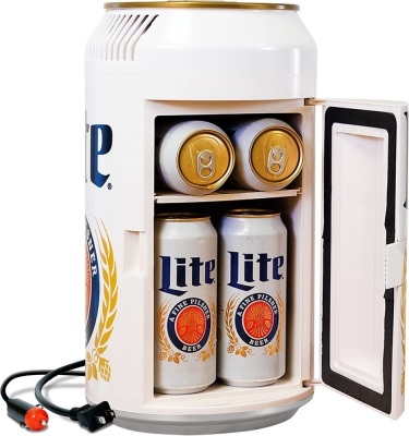 Miller Lite Portable Mini Fridge w/ 12V DC and 110V AC Cords