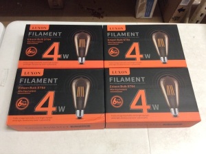 Lot of (4) Luxon Filament 4W Edison Bulbs ST64, 6 Pack - Appear New