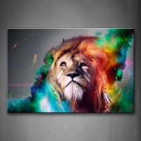 Colorful Lion Artistic Wall Art Painting&nbsp;On Canvas, 24x36