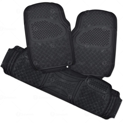 Zone Tech 3 Piece Black Universal Fit, Heavy Duty Rubber Floor Mats - NEW