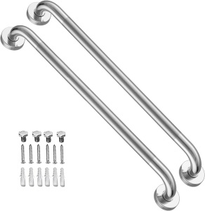 2pk 24" Chrome Stainless Steel Wall Safety Grab Bar