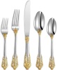 40 Pc Fine Silverware w/ Gold Accents