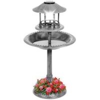 Solar Lighted Outdoor Pedestal Bird Bath w/ Planter, Decorative Bird Cage&nbsp;