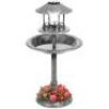 Solar Lighted Outdoor Pedestal Bird Bath w/ Planter, Decorative Bird Cage&nbsp;