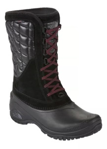 The North Face ThermoBall Utility Mid Insulated Waterproof Winter Boots for Ladies - TNF Black/Deep Garnet Red, Size 6, E-Commerce Return