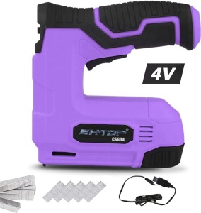 Cordless Staple and Nail Gun, 4V USB Rechargeable, Purple