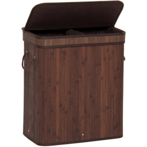 Laundry Hamper with Lid, Bamboo Laundry Basket with Handles, Foldable Storage Basket