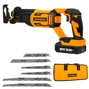 Cordless Reciprocating Saw, 6 Blades, Carrying Case, Rechargeable Battery