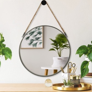 POZINO Circle Farmhouse Wall Mirror, 15 Inch