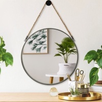 POZINO Circle&nbsp;Farmhouse Wall Mirror, 15 Inch