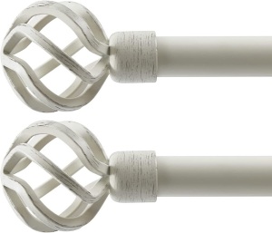 Oneach 2 Pack 28"-48'' Adjustable Curtain Rods 3/4'' Antique White with Decorative Twisting Finials