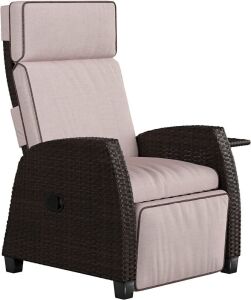 Grand Patio Moor Recliner PE Wicker with Flip Table Push Back Reclining Lounge Chair