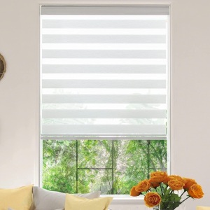 KALYSIE Zebra Roller Window Blinds, 25x64 White