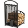 Amagabeli Fireplace Log Holder Rack with 4 Tools Wrought Iron Firewood Lumber Storage - Appears New&nbsp;