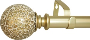 Teameletton 1" Adjustable Curtain Rod, 36 to 72", with Mosaic Ball Finials, (gold)