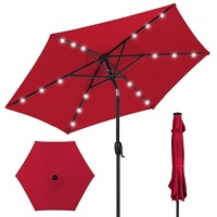 Outdoor Solar Patio Umbrella w/ Push Button Tilt, Crank Life - 7.5ft