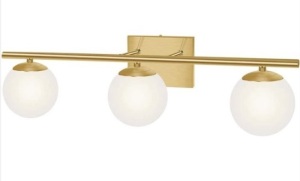 3 Light Vanity Light Fixture, Frosted Globes