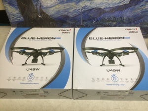 Lot of (2) Force1 U49WF FPV Quadcopter Drone with 720p HD Camera - E-Comm Returns, 1 New, 1 Used 