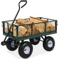 Steel Garden Utility Cart Wagon w/ 400lb Capacity Removable Side, Handle 