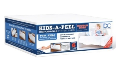 Kids-A-Peel Disposable Fitted Sheets, 6-Pack, Waterproof, For Toddler Size Bed