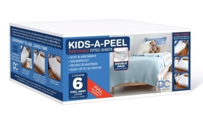 Kids-A-Peel Disposable Fitted Sheets, 6-Pack, Waterproof, For Full Size Bed