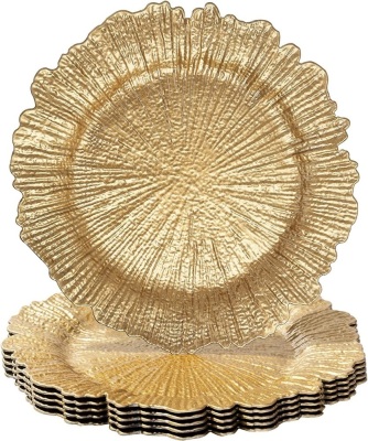MAONAME Plastic Round 13" Gold Charger Plates, Set of 6