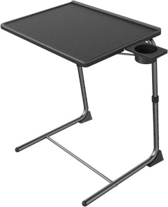 Adjustable TV Tray Table - Dinner Tray on Bed & Sofa, Comfortable Folding Table with 6 Height & 3 Tilt Angle Adjustments ( Black )