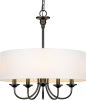 Lampundit 5 Light Traditional Chandelier with White Linen Drum Shade