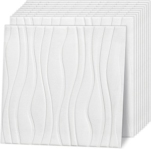 10pk Large 3D Peel and Stick Wave Wall Panels