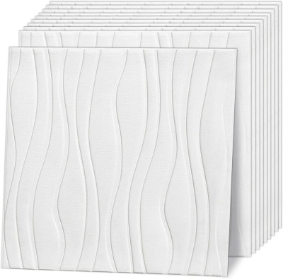 10pk Large 3D Peel and Stick Wave Wall Panels