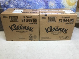 Lot of (2) Kleenex Expressions Ultra Soft Facial Tissues, 18 Cube Boxes - New