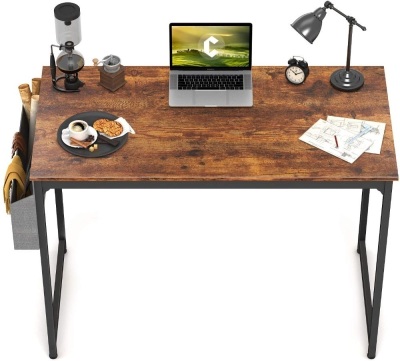 CubiCubi 32" Modern Simple Style Desk, Black Metal Frame, Rustic Brown - Appears New 