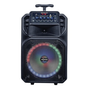 Axess 8" Woofer Bluetooth Portable Party Speaker with 1.5" Tweeter, LED Lights, Remote - New, Tested/Works