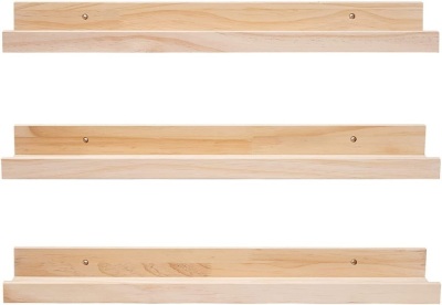 Set of 3 - 24" Natural Wood Floating Shelves