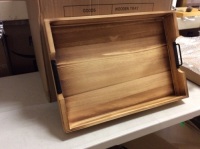 Case of (6) MHM Rustic Light Torched Birch Wood Serving Trays with Black Metal Handles - Appears New&nbsp;