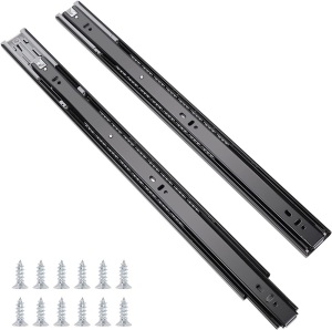 KNOBWELL 5 Pair 20" Side Mount Full Extension Ball Bearing Drawer Slide, 80-LBS Weight Capacity, Black Finish