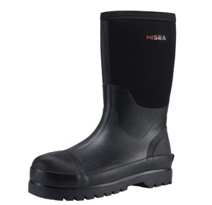 HISEA Men's Mid Calf Insulated Rubber Neoprene Boots, 9