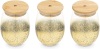 Set of 3 Navaris Small Gold Glass Jars with Bamboo Lids 