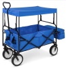 Utility Wagon Cart w/ Folding Design, 2 Cup Holders, Removable Canopy