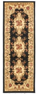 Unique Loom Versailles Charles Black 2' 2 x 6' 0 Runner Rug - Appears New 